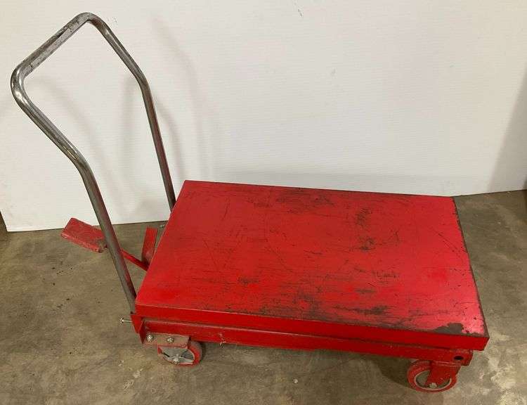Red Hydraulic Lift Table Cart image
