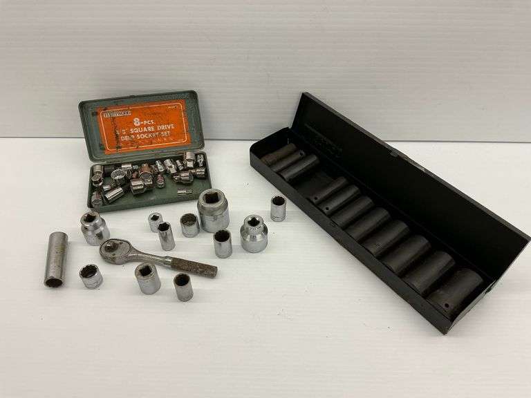 Group of Assorted Sockets and Ratchet Wrench image