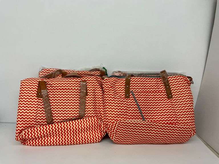 Four Chevron Diaper Bags, Each with Changing Pad and Accessories image