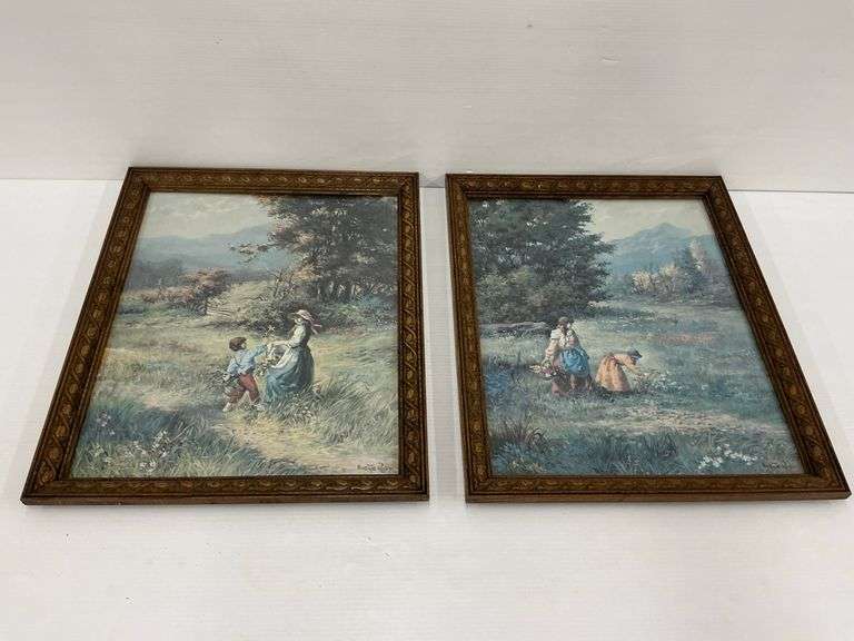 Pair of Vicente Rosó Framed Prints, Landscape Scenes image