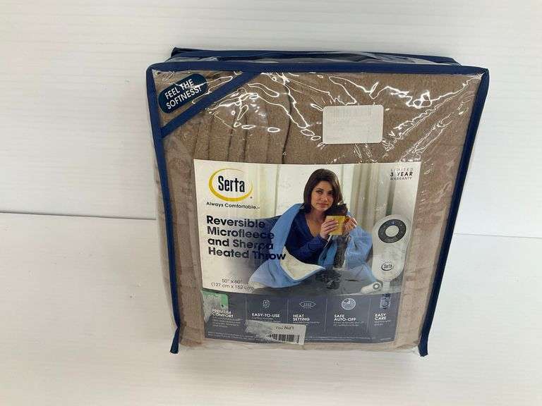 Serta Reversible Microfleece and Sherpa Heated Throw image