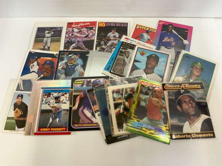 Baseball Card Collection with Tom Glavine, Kirby Puckett, and Roberto Clemente image
