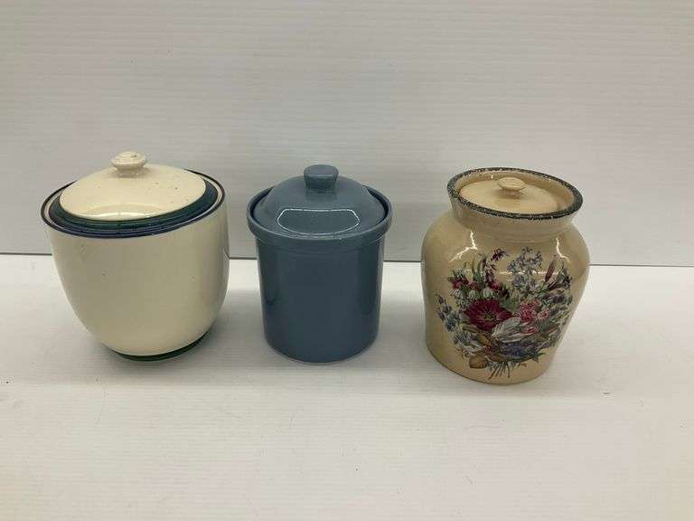 Three Ceramic Canisters with Lids image