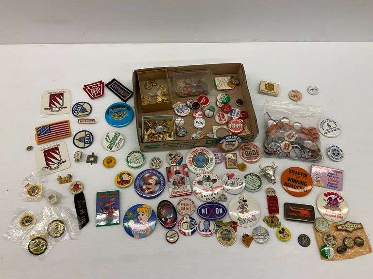 Collection of Pins, Buttons, and Patches, Military, Disney, Political, 1933 World's Fair image