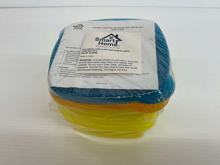 New Smart Home Colorful Chip & Dip Containers with Lids Set of 4 image