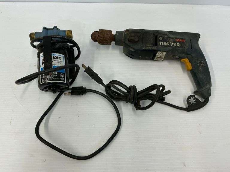 Simer Hi-Vac M40 Water Pump and Bosch 1194 VSR Drill, works image