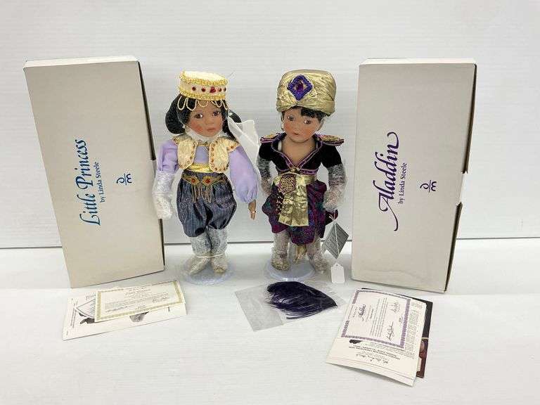 Danbury Mint Linda Steele Aladdin and Little Princess Dolls with COA image
