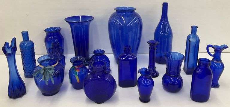 Cobalt Blue Glass Vases and Bottles image