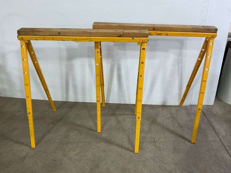 Pair of Adjustable Height Saw Horses image