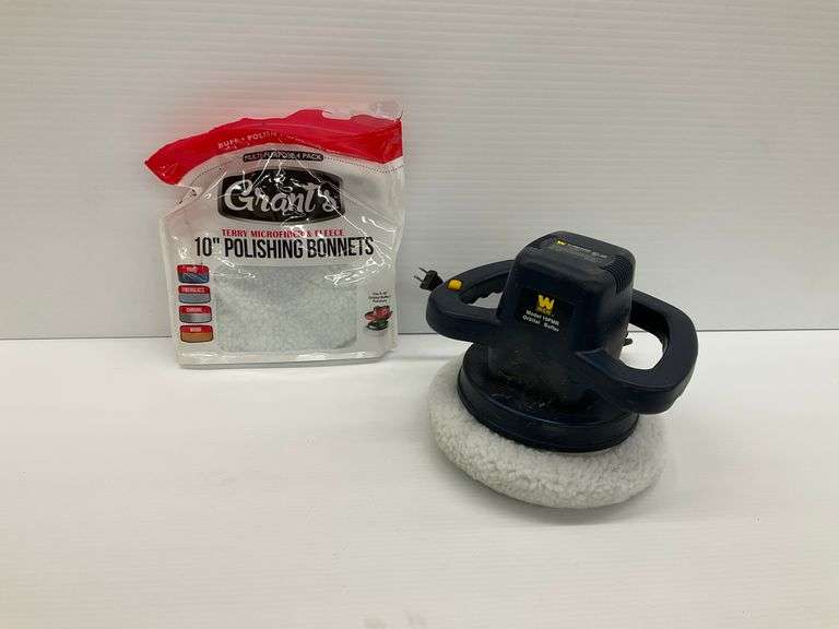 Wen 10PMR Orbital Buffer with Grant's Polishing Bonnets, works image