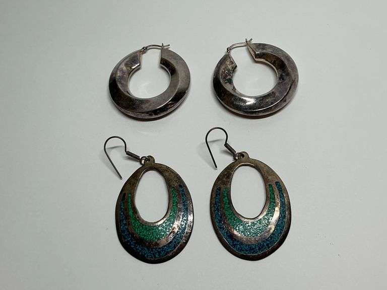 Two Pairs of Sterling Silver Earrings image