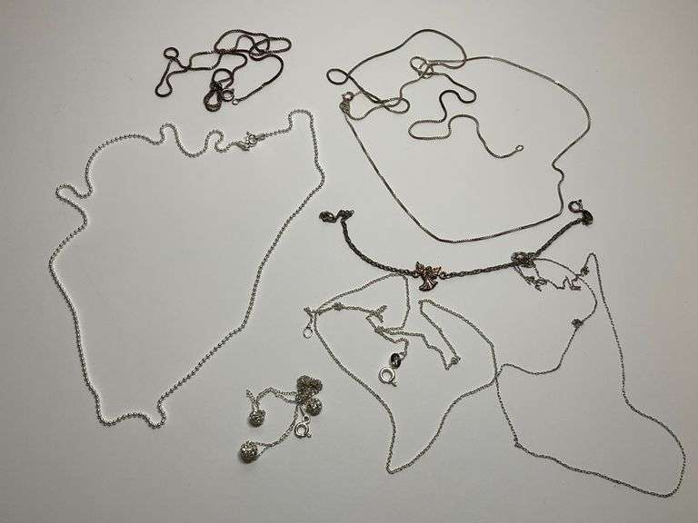 Various Sterling Silver Necklaces... Some Knotting & Damage image