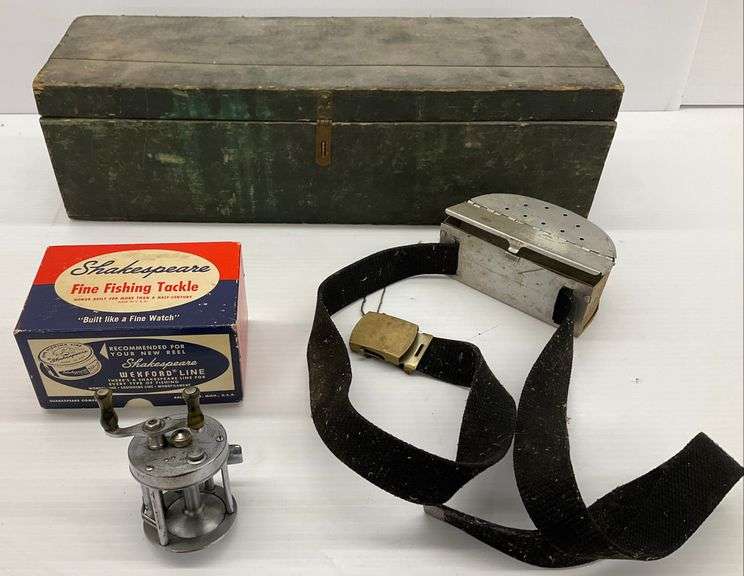 Vintage Fishing Tackle Collection: Reels, Lures, Bait Box, and More image