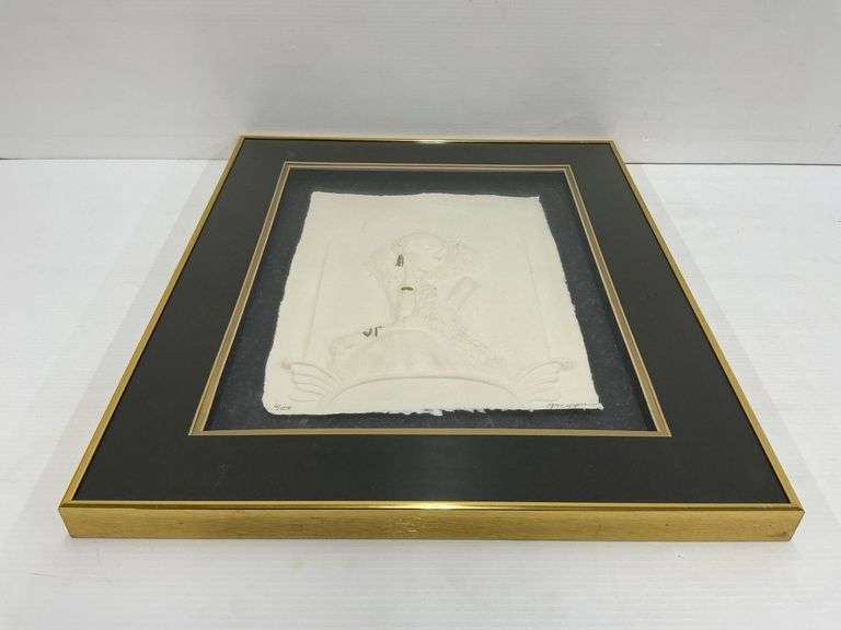 Signed M.M. Copper Framed Relief Art Piece image