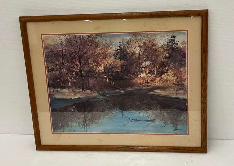 Framed Landscape Print of Trees Reflecting in Water image