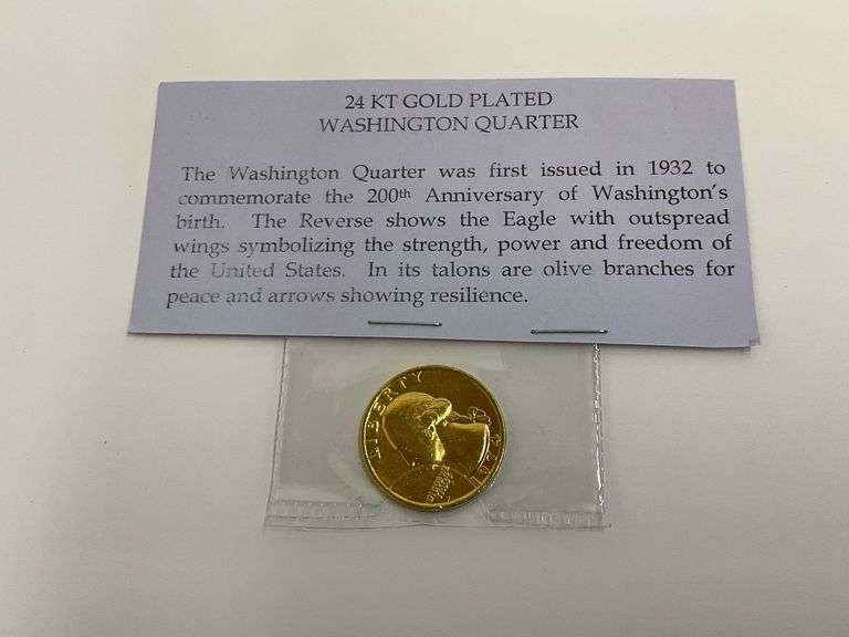 24 KT Gold Plated 1974 Washington Quarter image