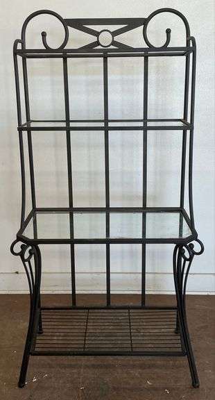 Iron Bakers Rack with Glass Shelves, see description and photos image