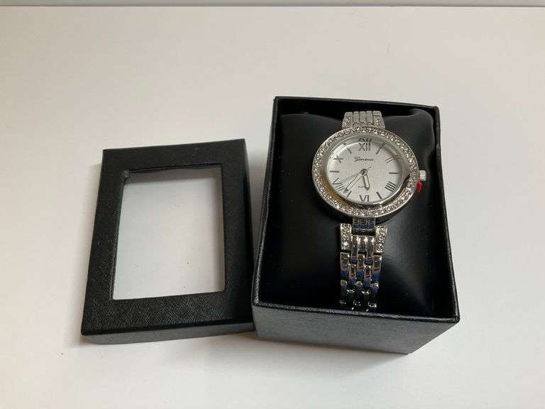 Geneva Ladies' Silver Tone Dress Wrist Watch image