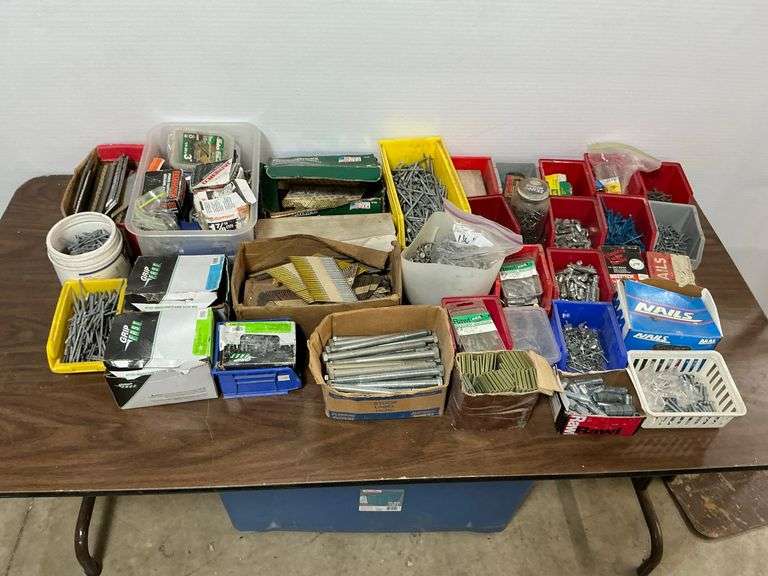 Large Assortment of Nails, Screws, Anchors, and Fasteners image