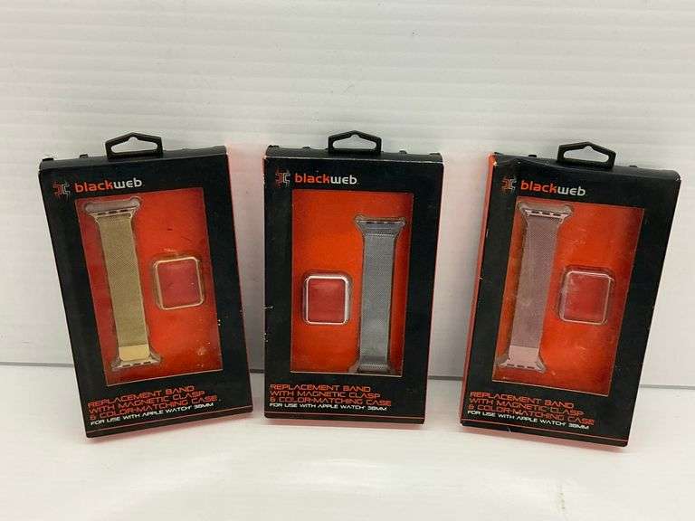 New Blackweb Apple Watch 38mm Replacement Band with Magnetic Clasp and Color Matching Case - Lot of 3 image