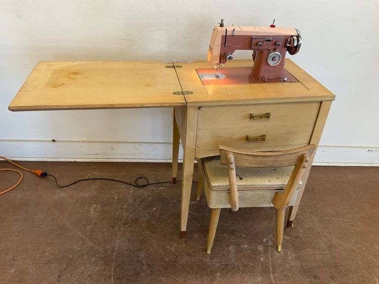 Vintage Kenmore Sewing Machine with Cabinet and Chair, No Foot Pedal image