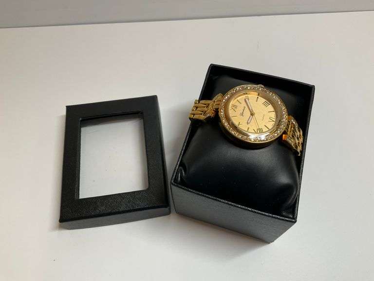 Geneva Platinum Gold Tone Ladies' Btracelet Watch with Rhinestones image