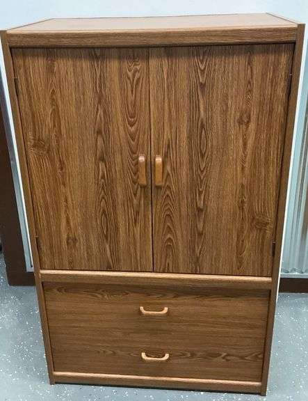 Wood Grain Two Door Cabinet with Drawers image