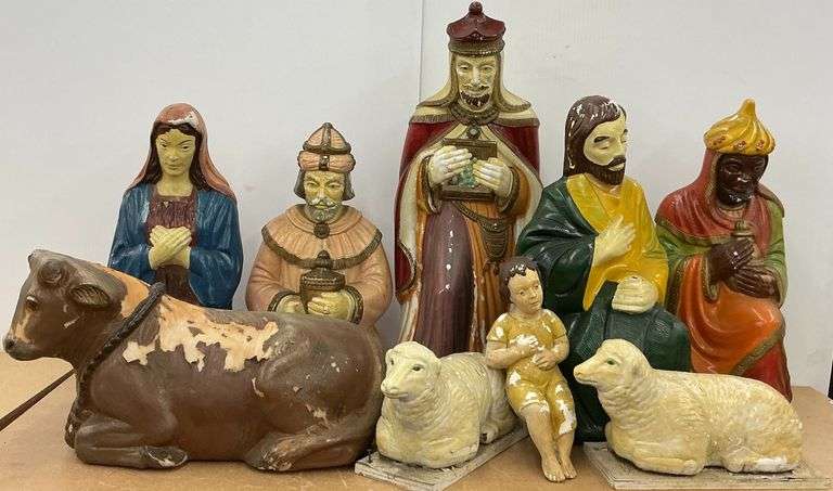 Vintage Nativity Scene Figures Set image