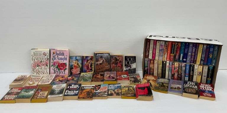 Box Lot of Assorted Fiction Books - Julie Garwood, Louis L'Amour, Nora Roberts & More! image