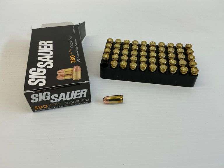 New Sig Sauer 380 Auto FMJ Ammunition - One 50 round Box image