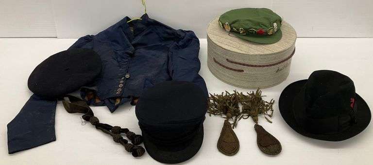 Vintage Hats and Uniform Accessories, Including Hat Box image