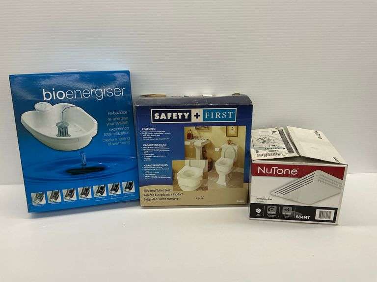 Bathroom Safety & Relaxation Bundle: Bioenergiser Foot Spa, Elevated Toilet Seat, & NuTone Ventilation Fan image