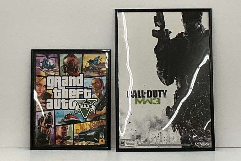 Grand Theft Auto V and Call of Duty MW3 Posters... Both Framed image