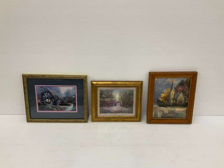 Three Framed Cottage & Landscape Prints image