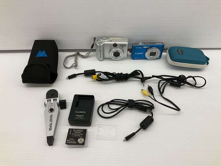 Canon PowerShot A95 and Panasonic Lumix DMC-FH20 Digital Cameras with Accessories image