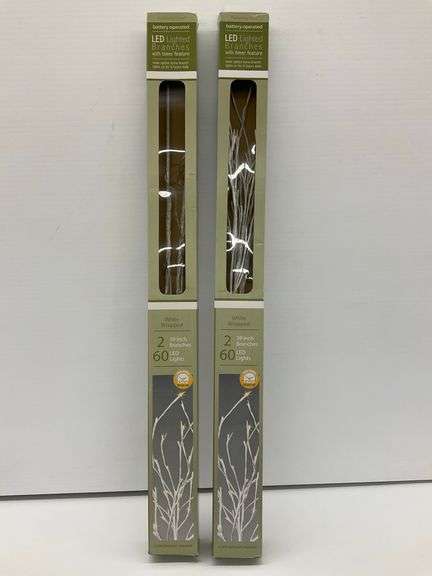Set of 2 LED Lighted White Wrapped Branches - 39 in. and 60 Lights...Batteries not included image