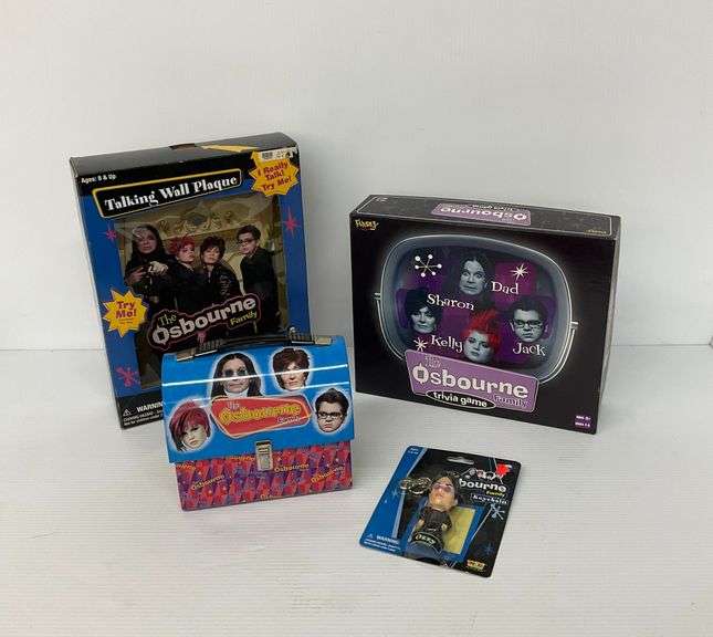 The Osbourne Family Collectible Bundle - Talking Wall Plaque, Trivia Game, Lunchbox, & Keychain image