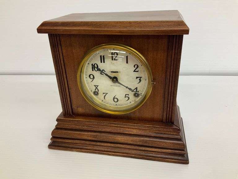 Ingraham Wooden Case Mantle Clock with Pendulum and Key...10 x 11.5 x 6 in. image