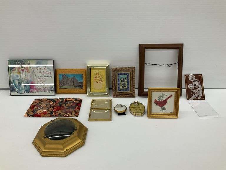 Assorted Home Decor Items including Artwork, Photo Frames, and Central High School Souvenir image