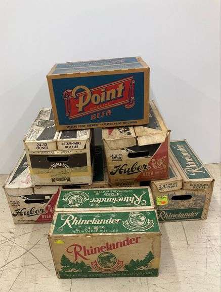 Collection of Cardboard Beer Carrier Boxes: Point, Huber, Rhinelander, Braumeister image