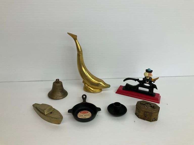 Collectible Mixed Metal Decorative Items - Bell, Dolphin, Nutcracker, and More image