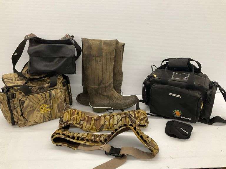 Hunting Gear: Ball Brand Insulated Waders Size 10, Ammunition Belts, Variety of Bags & More image