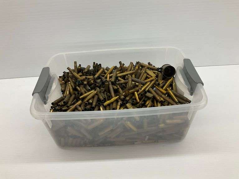Large Lot of Reloading Brass - Mixed Calibers...Container 7 x 17 x 12 in. image
