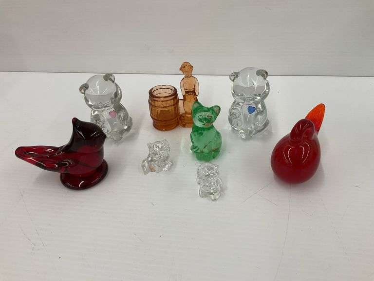 Collection of Glass Figurines and Toothpick Holder- Birds, Bears, Cats and More image