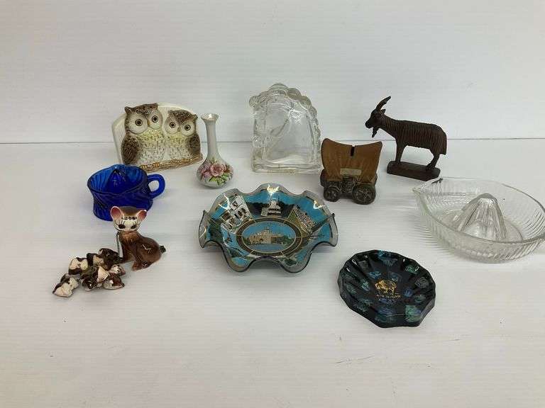 Mixed Lot of Collectible Home Decor and Vintage Items, Cat has chip...Disneyland Dish 1 x 7 in. image