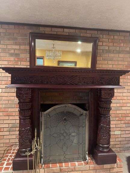 Wooden fireplace mantle