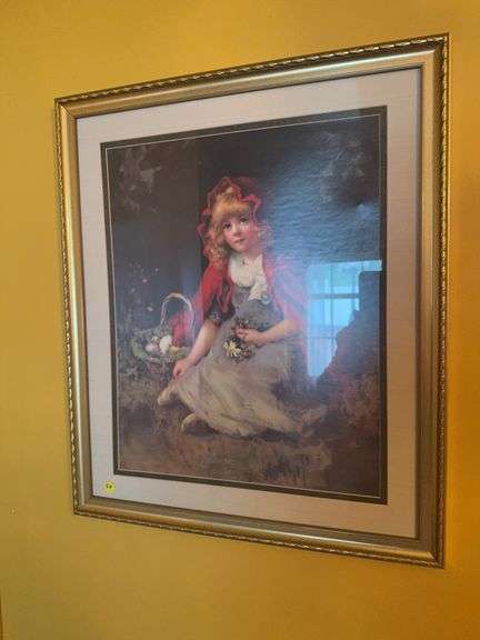 Little girl with Easter basket print