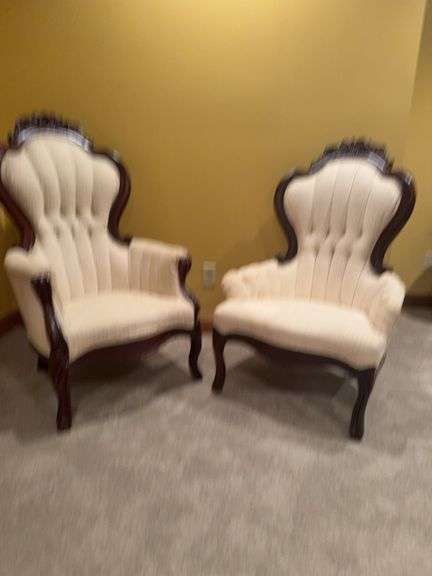 White Victorian style chairs