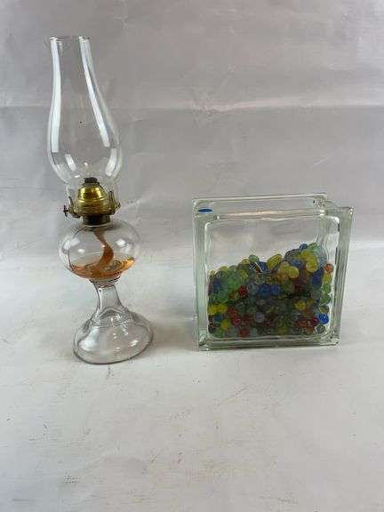 Kerosene lamp and marbles image
