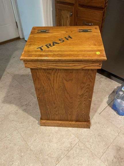 Wooden trash can image